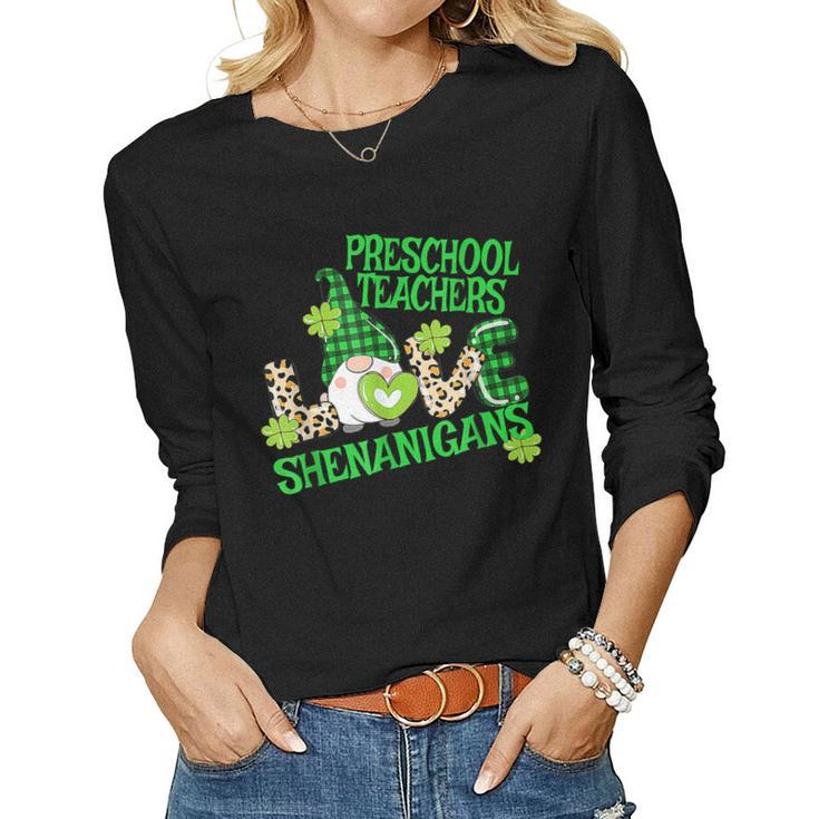 Preschool Teacher St Patricks Day Prek Shenanigans Love  V2 Women Graphic Long Sleeve T-shirt