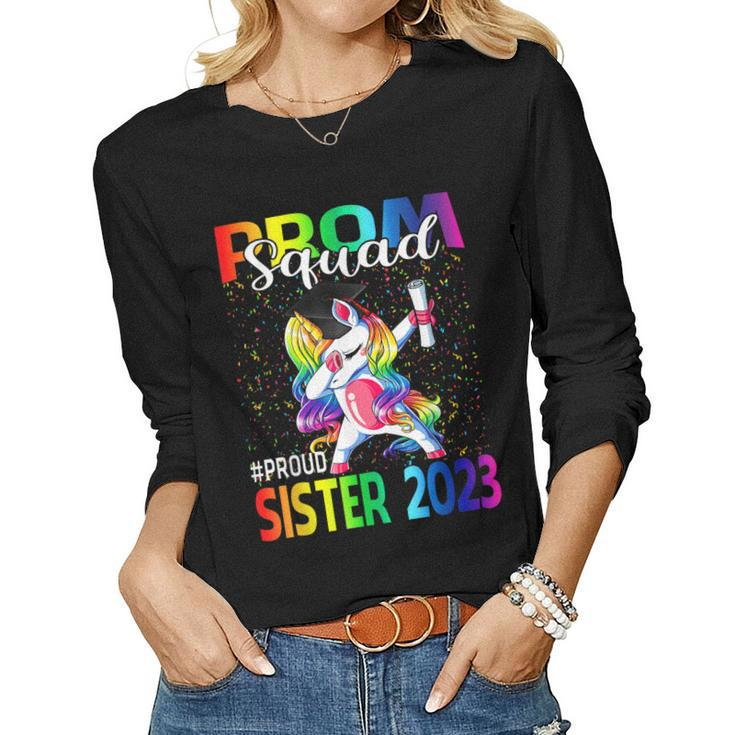 Prom Squad Proud Sister Class Of 2023 Unicorn Women Long Sleeve T-shirt