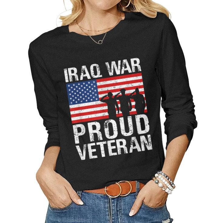 Proud Iraq War Veteran Graphic Gift For Military Men Women Women Graphic Long Sleeve T-shirt