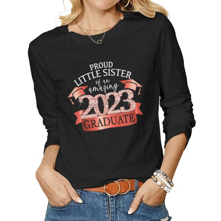 Proud Little Sister I 2023 Graduate Black Red Outfit Women Long Sleeve T-shirt