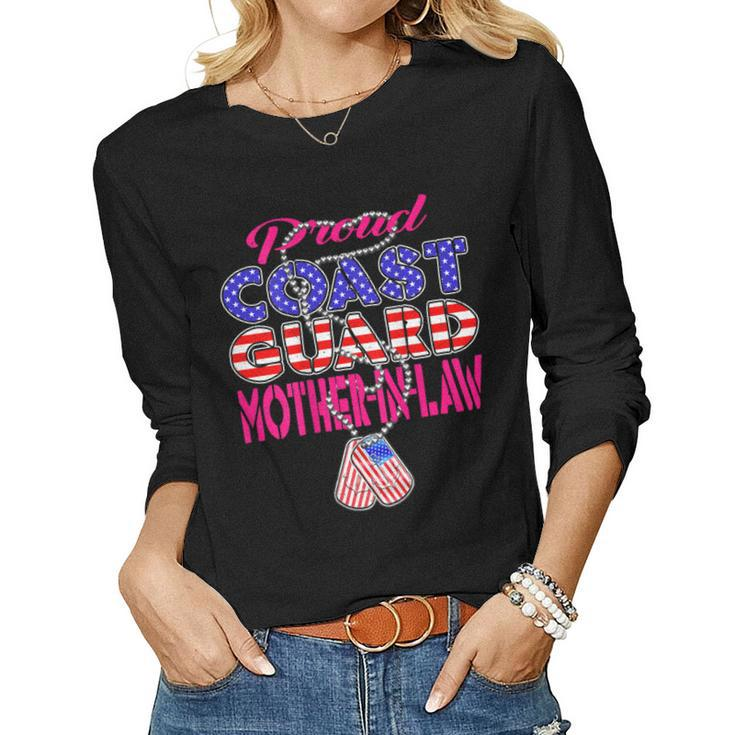 Proud Us Coast Guard Mother-In-Law Military Mom-In-Law Gift  Women Graphic Long Sleeve T-shirt