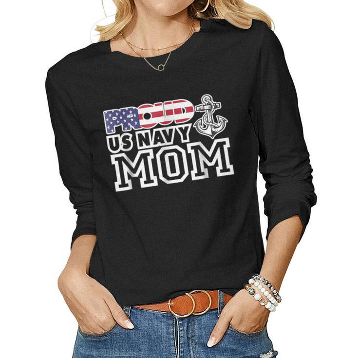 Proud Us Navy Mom Patriot Women Long Sleeve T-shirt