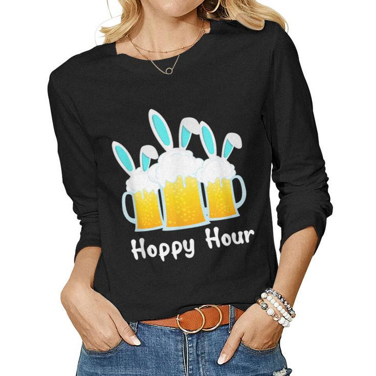 Punny Easter Happy Bunny Beer Drinking Top Men Women Women Long Sleeve T-shirt