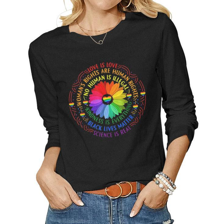 Rainbow Black Lives Matter Science Lgbt Pride Flower V2 Women Graphic Long Sleeve T-shirt