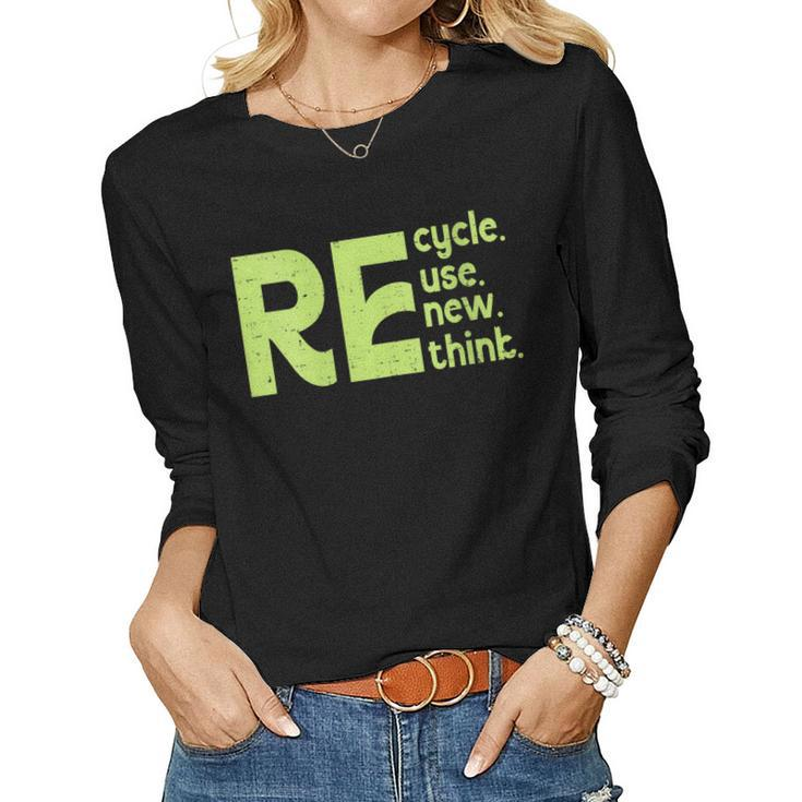 Womens Recycle Outfit For Earth Day 2023 Reuse Women Long Sleeve T-shirt