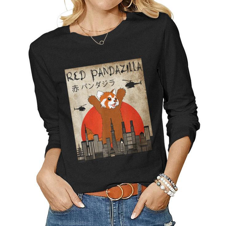 For Red Panda Lover Red Pandazilla Women Long Sleeve T-shirt