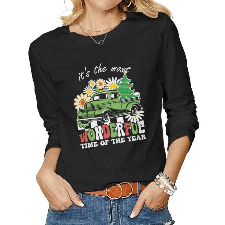 Retro Christmas Its The Most Wonderful Time Of The Year Women Graphic Long Sleeve T-shirt