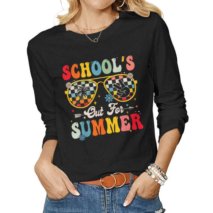 Retro Last Day Of Schools Out For Summer Teacher Boys Girls Women Long Sleeve T-shirt