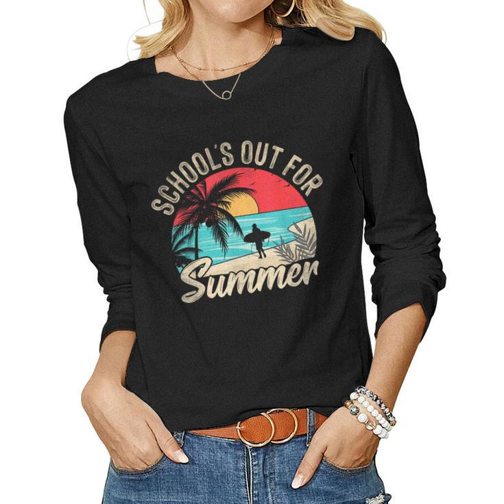 Retro Vintage Schools Out For Summer Women Kids Teacher Women Long Sleeve T-shirt