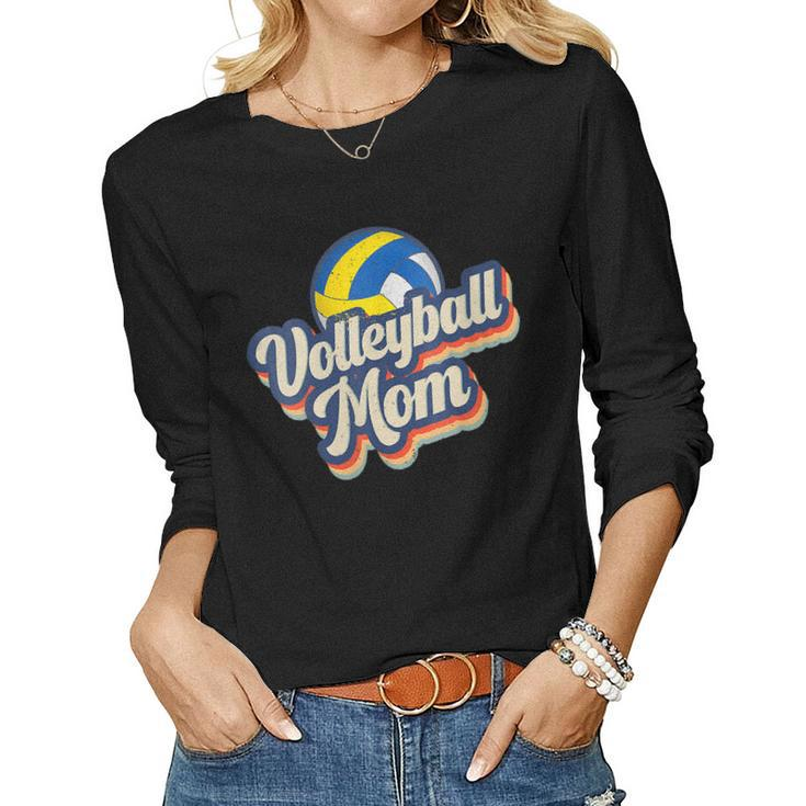 Womens Retro Volleyball Mom Vintage Softball Mom Women Long Sleeve T-shirt