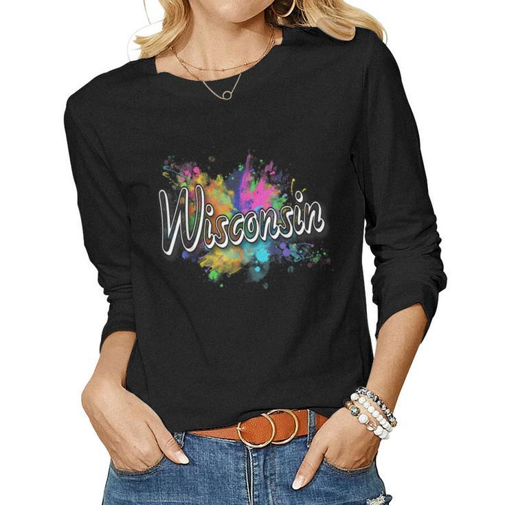 Retro Wisconsin Apparel For Men Women & Kids - Wisconsin Women Long Sleeve T-shirt