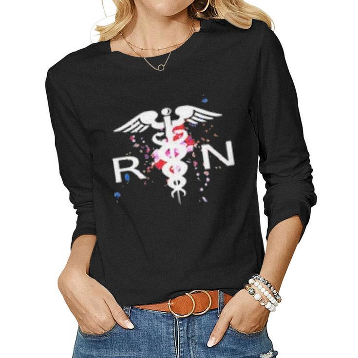 Rn Registered Nurse Caduceus Symbol V2 Women Graphic Long Sleeve T-shirt