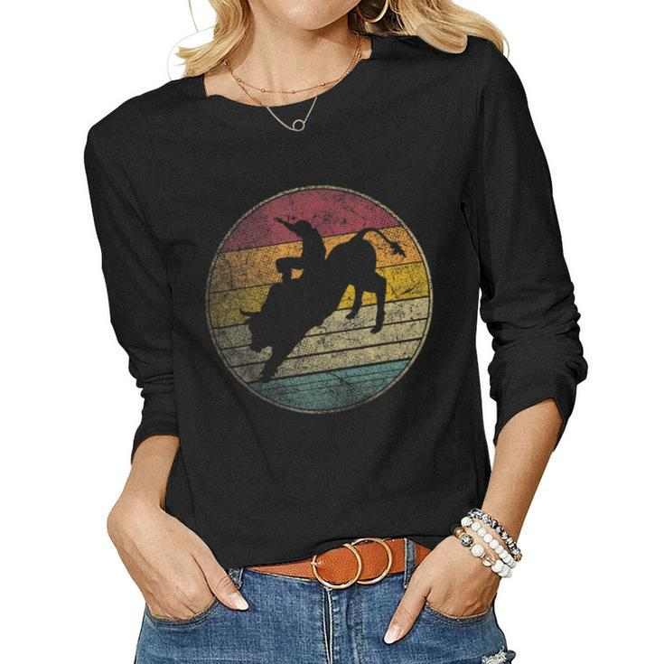 Rodeo Retro Style Bull Riding Cowboy Horse Men Women Kids  Women Graphic Long Sleeve T-shirt