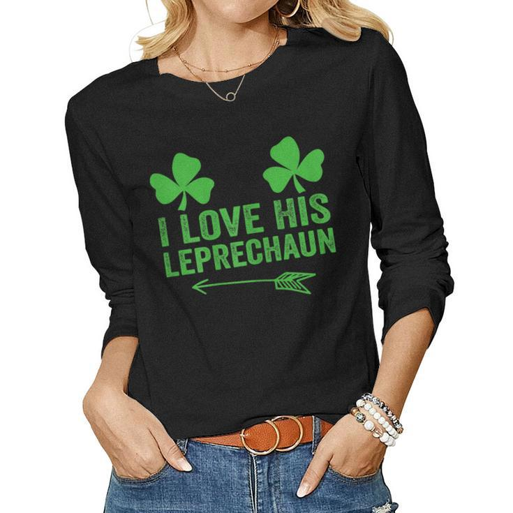 Womens Womens I Love His Leprechaun Couples St Patricks Day Women Long Sleeve T-shirt