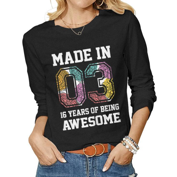 Womens Womens Sweet Sixteen T Shirt 16Th Birthday Tee Women Long Sleeve T-shirt