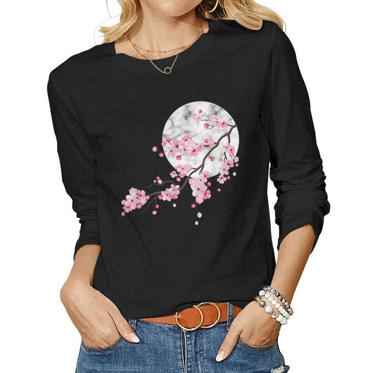 Sakura Cherry Blossom Japans Favorite Flower Funny  Women Graphic Long Sleeve T-shirt