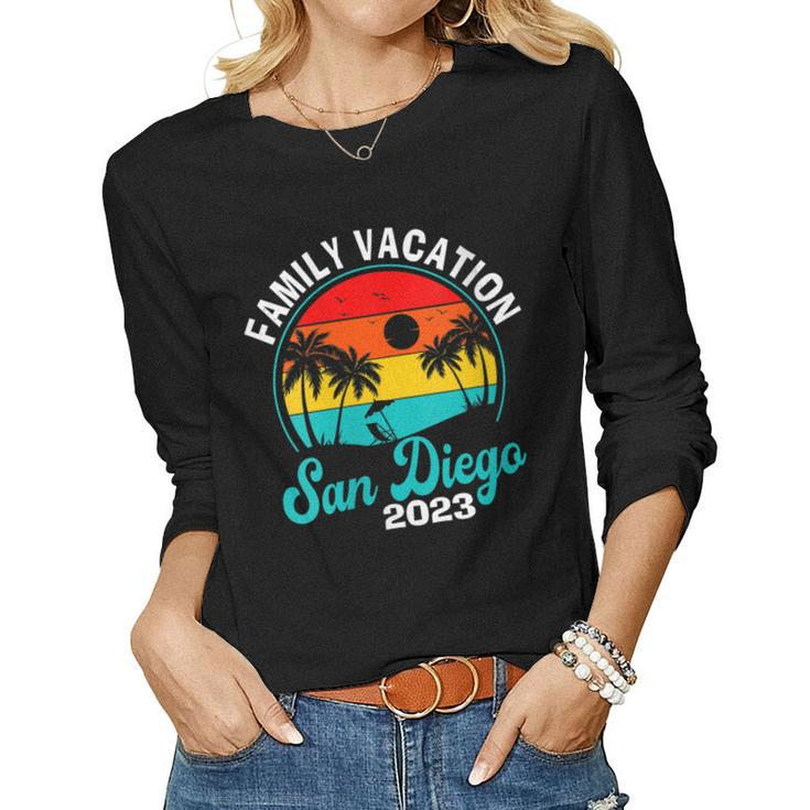Womens San Diego Family Vacation 2023 Trip Matching Summer Beach Women Long Sleeve T-shirt