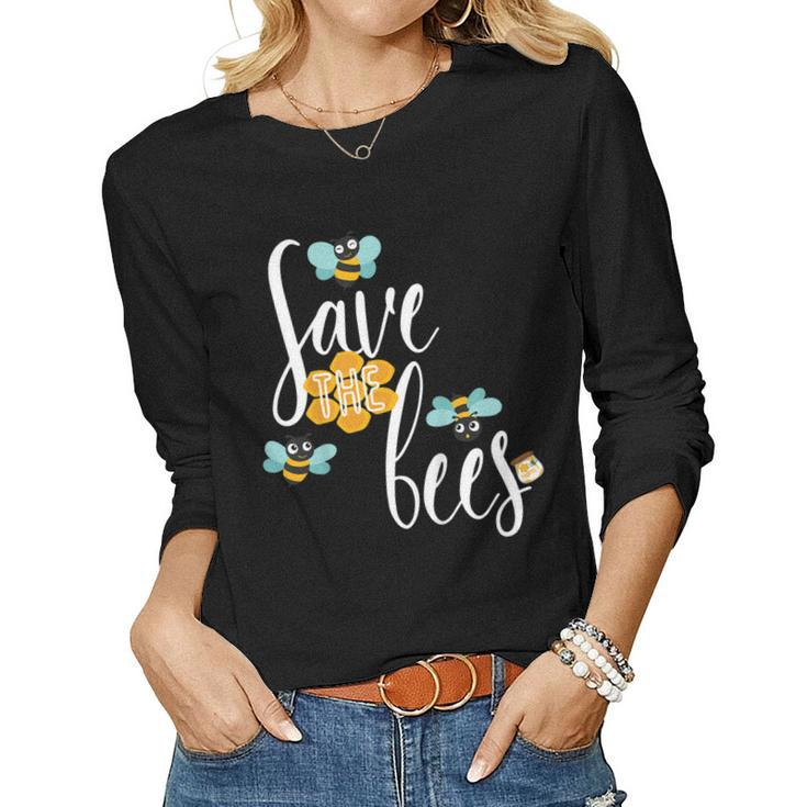 Save The Bees Tshirt Planet Earth Day Beekeeper Beekeeping Women Long Sleeve T-shirt