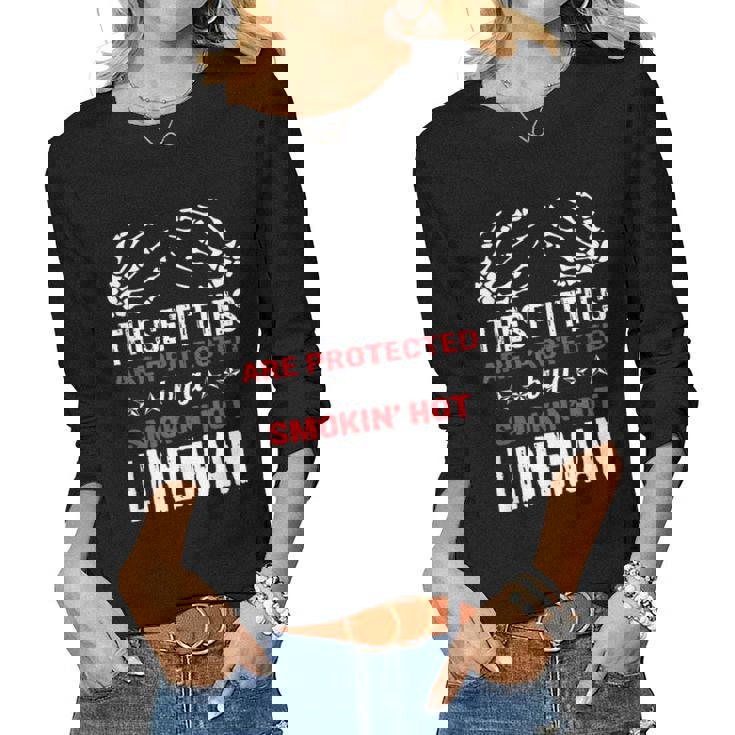 lindamodel Line Wife Leopard Lineman Wife Of A Lineman Women Long Sleeve T-shirt | Mazezy