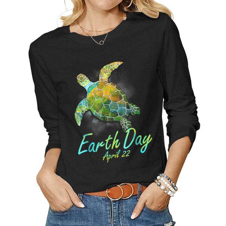 Sea Turtle Planet Love World Environment Earth Day Women Long Sleeve T-shirt