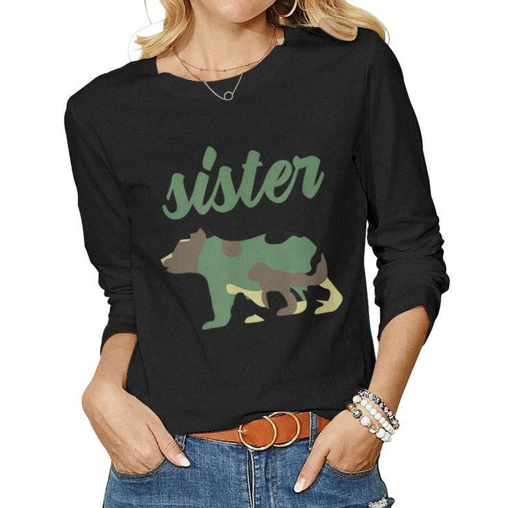Sister Bear Camo Camo Sister Bear Matching Family Bear Women Long Sleeve T-shirt