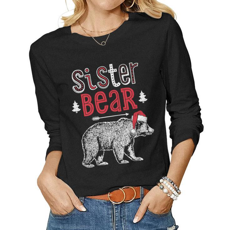Sister Bear Christmas Santa T Family Matching Pajamas Women Long Sleeve T-shirt