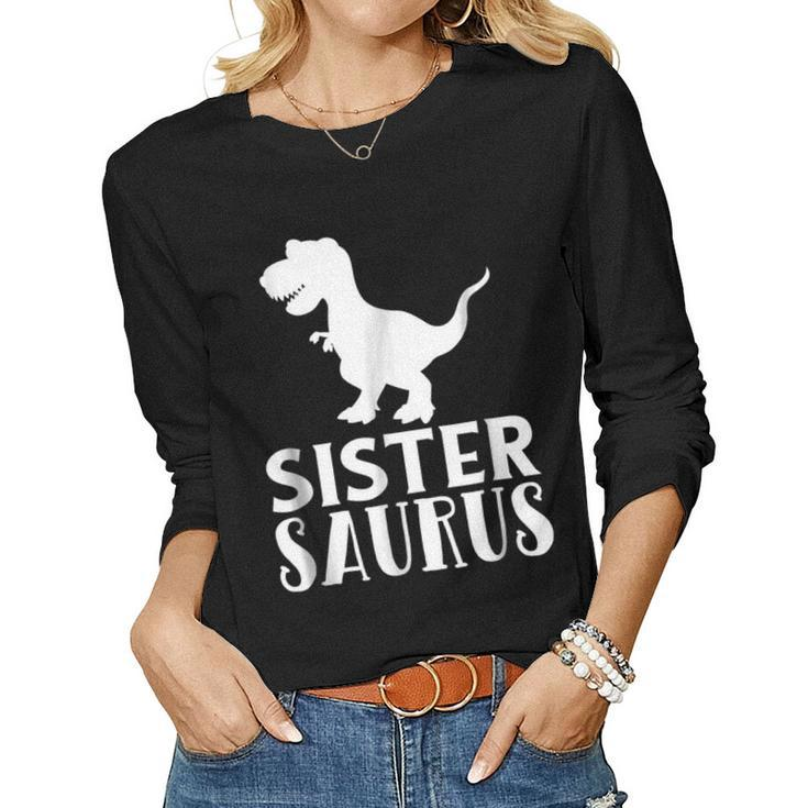 Sister Saurus Matching Dinosaur For Sisters Women Long Sleeve T-shirt