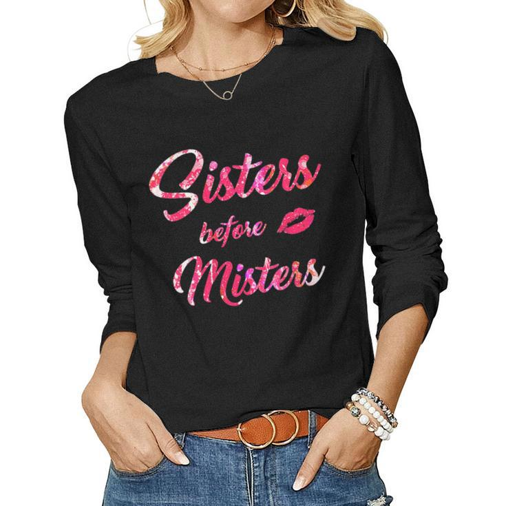 Womens Sisters Before Misters - Feminism Cute Galentines Day Tank Top Women Long Sleeve T-shirt