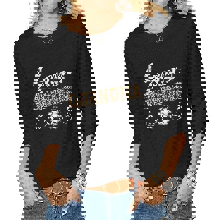 Womens Soccer Fan Leopard Pattern Women Grandma Soccer Player Women Long Sleeve T-shirt