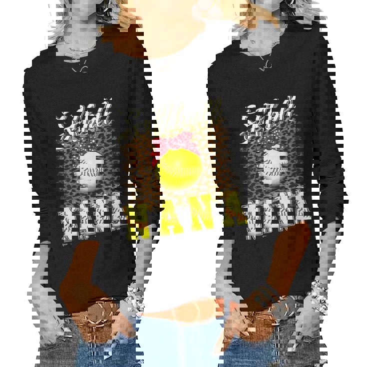 Womens Softball Baseball Nana Leopard 2023 T Women Long Sleeve T-shirt