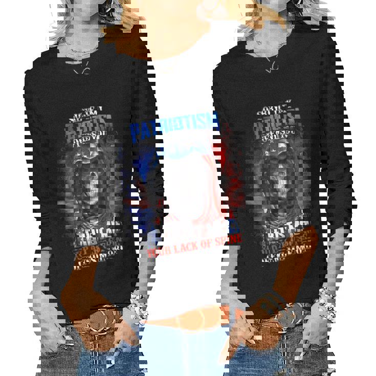 Sorry If My Patriotism Offends You Trust Me Sarcastic Skull Women Long Sleeve T-shirt