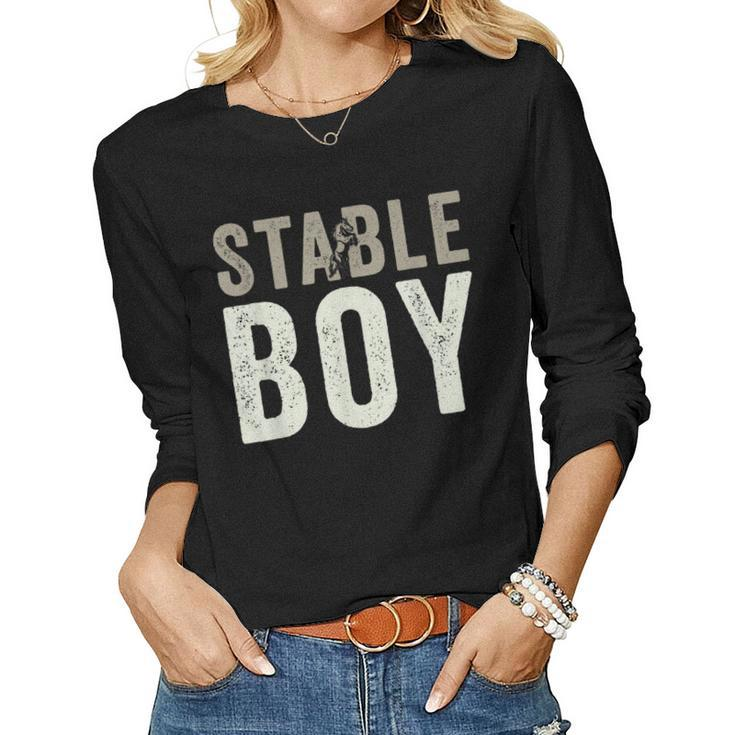 Stable Boy T Horse Lover Equestrian Riding Women Long Sleeve T-shirt