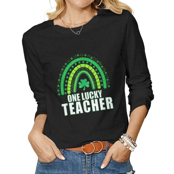 Teacher One Lucky Rainbow St Patrick’S Day  Women Graphic Long Sleeve T-shirt