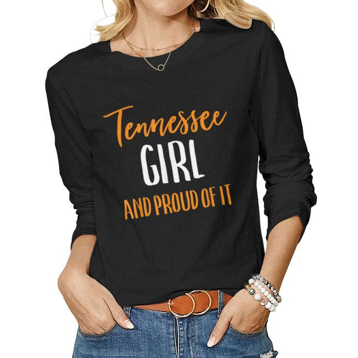 Tennessee Girl And Proud Of It Womens Football Vintage  Women Graphic Long Sleeve T-shirt