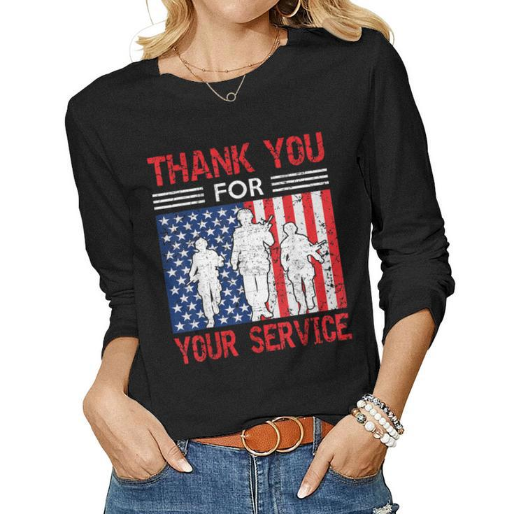 Thank You For Your Services Patriotic Veterans Day Men Women  Women Graphic Long Sleeve T-shirt