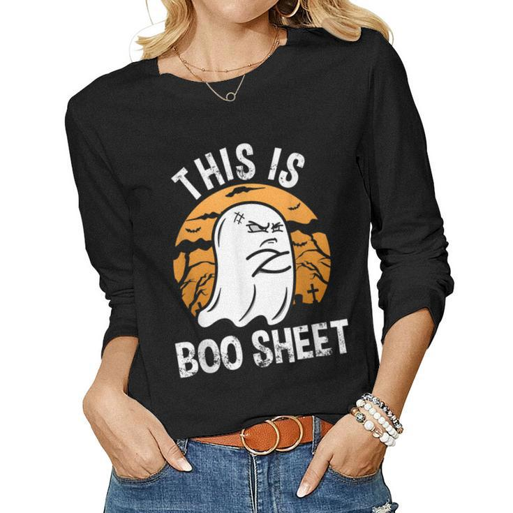 This Is Boo Sheet Funny Ghost Costume Women Men Halloween  Women Graphic Long Sleeve T-shirt