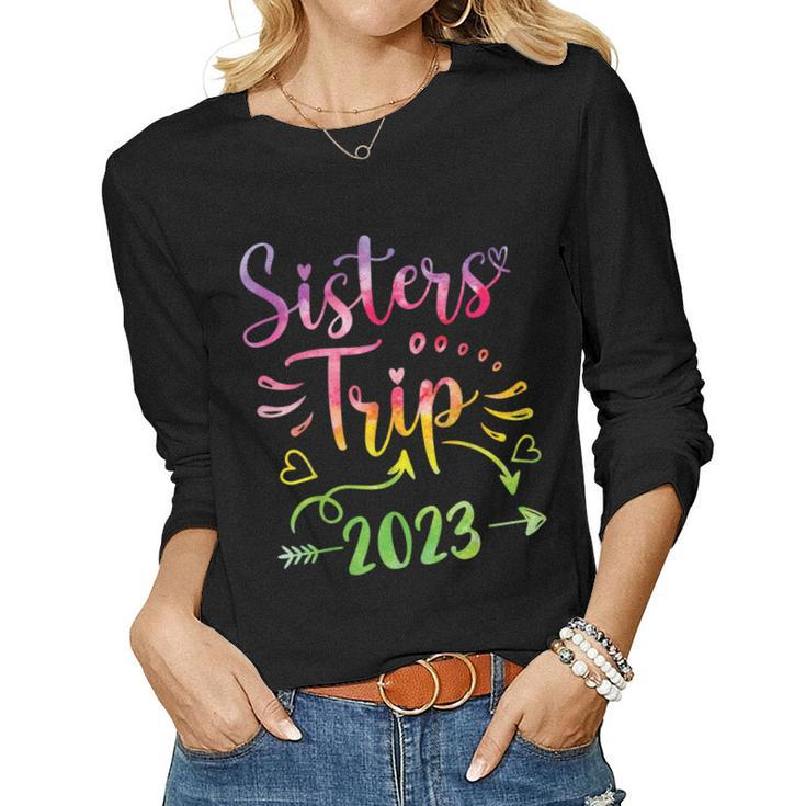 Tie-Dye Sisters Road Trip 2023 Cute Sisters Weekend Trip Women Long Sleeve T-shirt