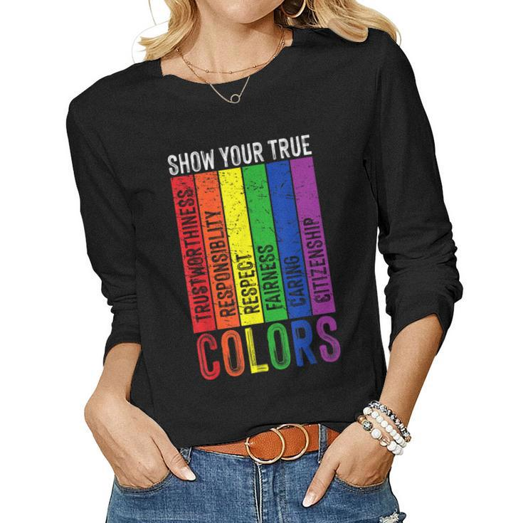 True Colors Gay Rainbow Pride Flag Lgtbq Cool Lgbt Ally Women Long Sleeve T-shirt