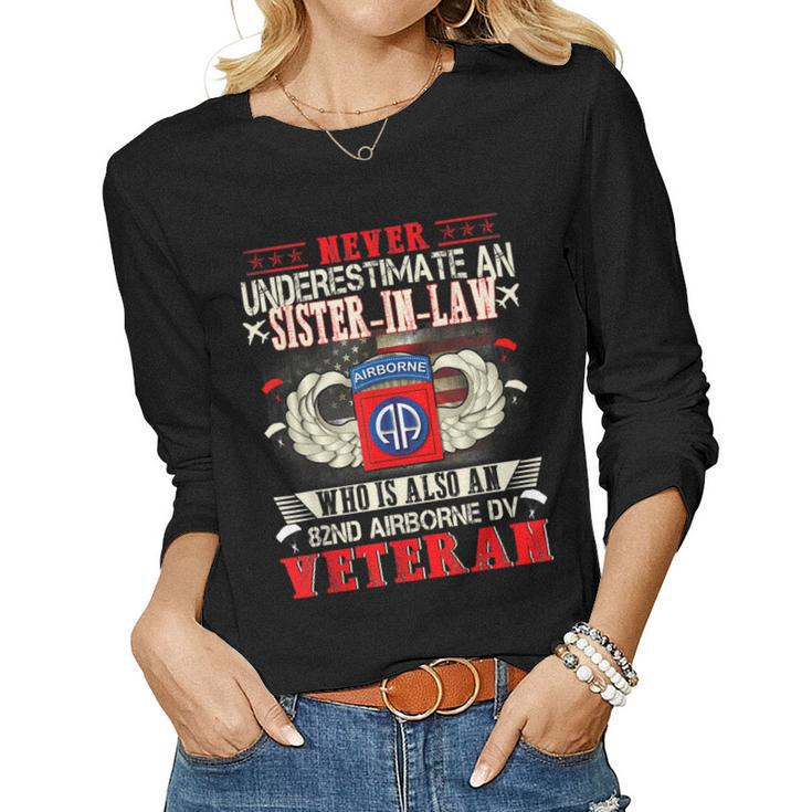 Never Undertimate An Sisterinlaw 82Nd Airborne Paratrooper Women Long Sleeve T-shirt