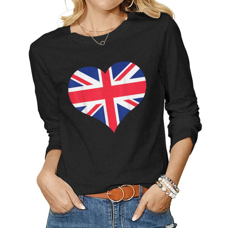 Union Jack British Flag Heart British Isles Mens Womens Women Long Sleeve T-shirt