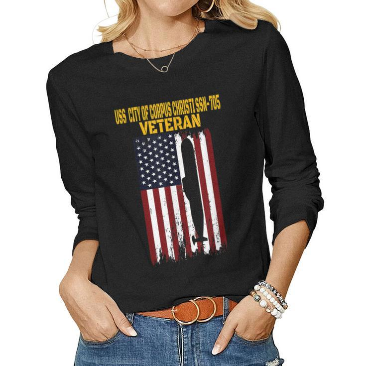 Uss City Of Corpus Christi Ssn-705 Submarine Veterans Day  Women Graphic Long Sleeve T-shirt
