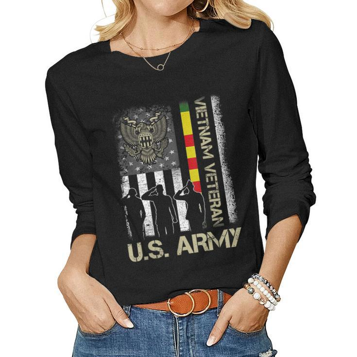 Vietnam Veteran  American Flag Veteran For Men Women  Women Graphic Long Sleeve T-shirt