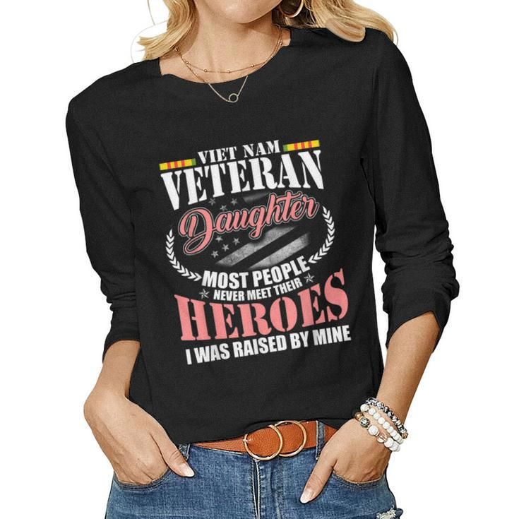Vietnam Veteran Daughter American Flag Military Us Patriot  V2 Women Graphic Long Sleeve T-shirt