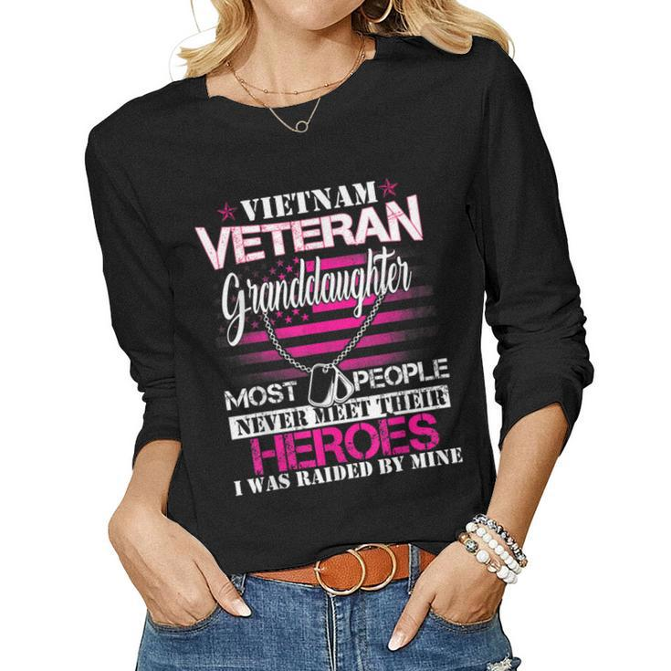Vietnam Veteran Granddaughter Raised By My Hero - Veteran  Women Graphic Long Sleeve T-shirt