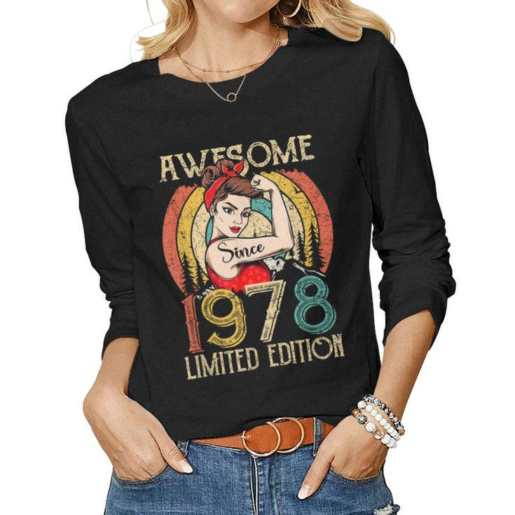 Vintage 44 Year Old Birthday Gifts For Women Best Of 1978  Women Graphic Long Sleeve T-shirt