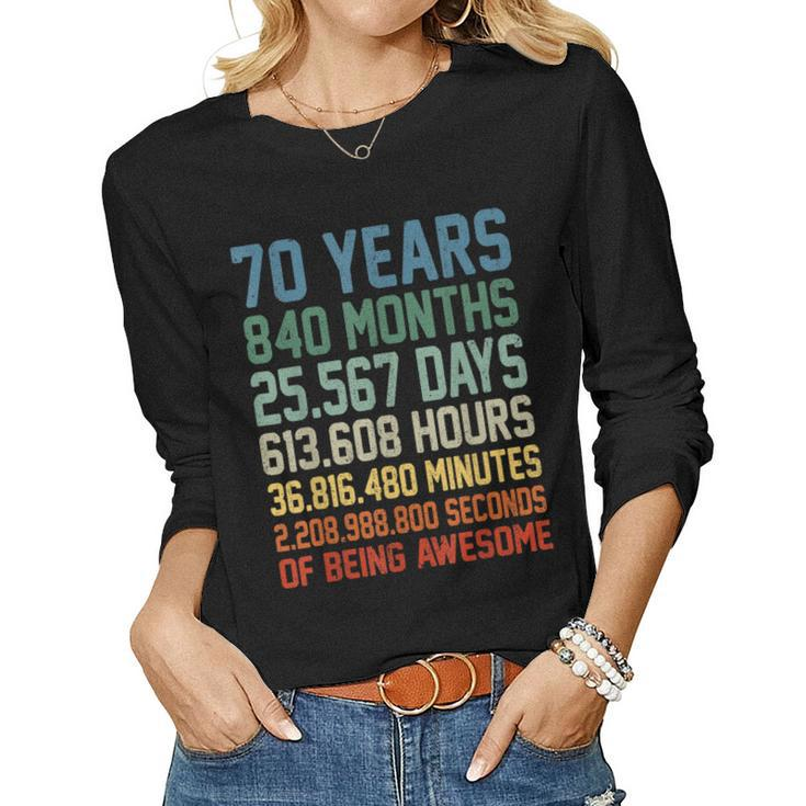 Vintage 70Th Birthday 70 Years Old Being Awesome Anniversary Women Long Sleeve T-shirt