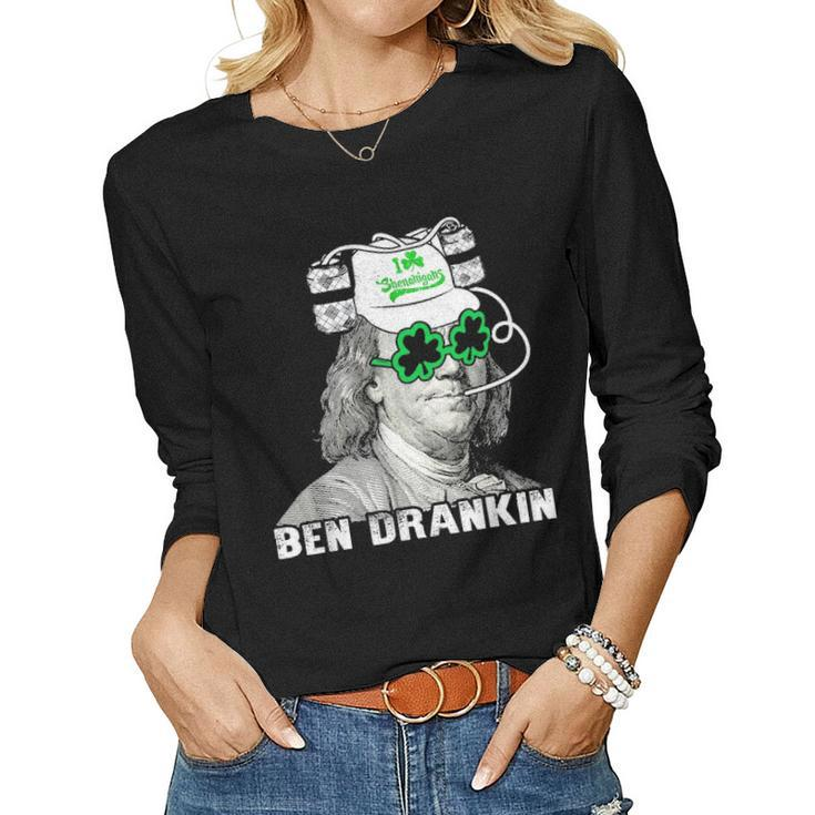 Vintage Ben Drankin Beer - St Patricks Day Apparel Holiday Women Graphic Long Sleeve T-shirt