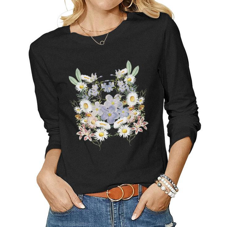 Vintage Inspired Flower Botanical Chart Plant Lover Women Long Sleeve T-shirt