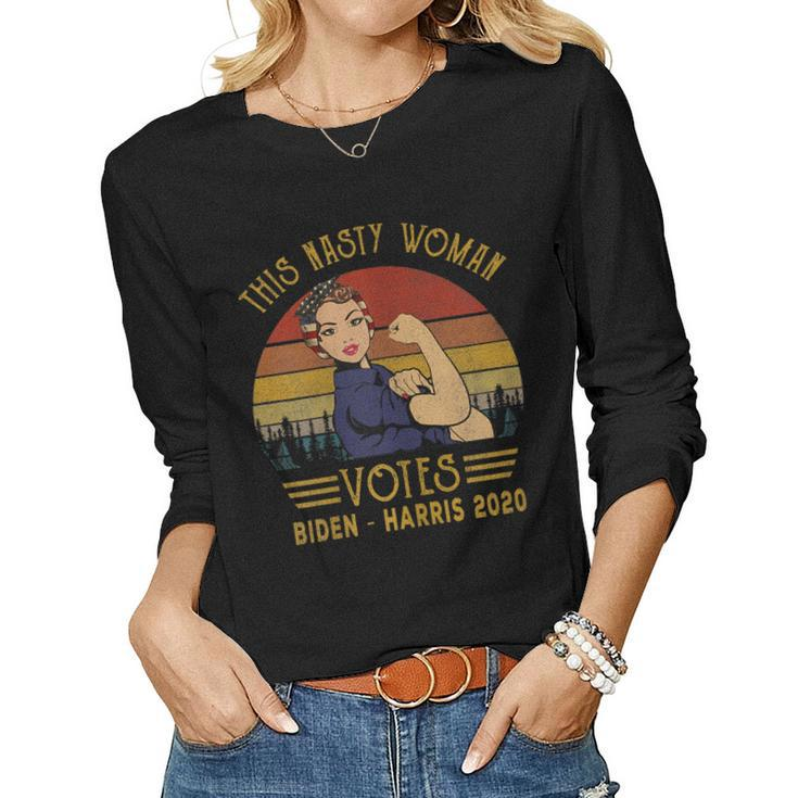 Vintage This Nasty Woman Vote Biden Harris 2020 Anti Trump Women Long Sleeve T-shirt