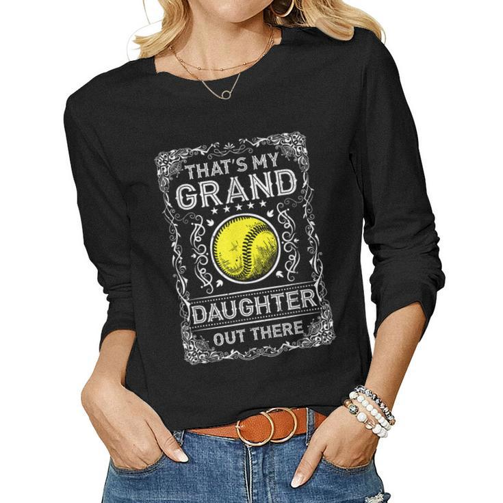 Vintage Softball Grandpa And Grandma Gifts Funny Softball  Women Graphic Long Sleeve T-shirt